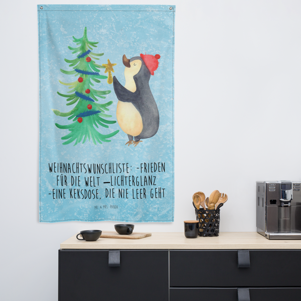 Wandteppich Pinguin Weihnachtsbaum Wandbehang, Dekoration, Boho, Wandteppich, Wandtuch, Wanddeko, Tapisserie, Tapestry, Wandbild, Textil-Kunst, Schmuck-Wandbehang, Wand Deko, Kinderzimmer, Kinderzimmer Wand, Kinderzimmer Deko, Kinderzimmer Wanddeko, Winter, Weihnachten, Weihnachtsdeko, Nikolaus, Advent, Heiligabend, Wintermotiv, Pinguin