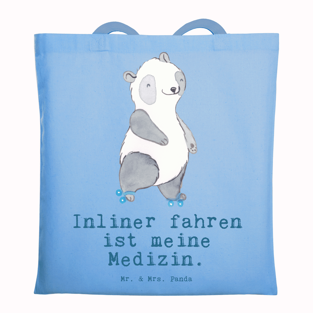 Tragetasche Panda Inliner fahren Medizin Beuteltasche, Beutel, Einkaufstasche, Jutebeutel, Stoffbeutel, Tasche, Shopper, Umhängetasche, Strandtasche, Schultertasche, Stofftasche, Tragetasche, Badetasche, Jutetasche, Einkaufstüte, Laptoptasche, Geschenk, Sport, Sportart, Hobby, Schenken, Danke, Dankeschön, Auszeichnung, Gewinn, Sportler, Inliner fahren, Rollschuh fahren, Rollerblades, inlinern