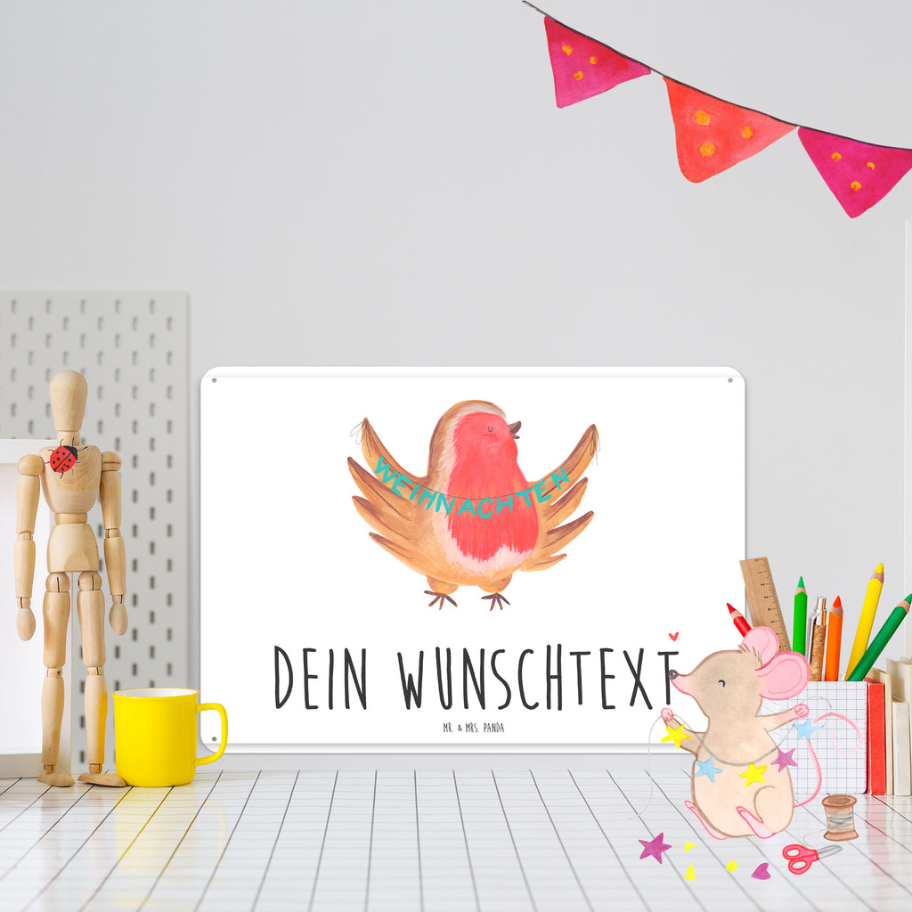 Personalisiertes Blechschild Rotkehlchen Weihnachten Blechschild, Metallschild, Geschenk Schild, Schild, Magnet-Metall-Schild, Deko Schild, Wandschild, Wand-Dekoration, Türschild, Winter, Weihnachten, Weihnachtsdeko, Nikolaus, Advent, Heiligabend, Wintermotiv, Frohe Weihnachten, Weihnachtsmotiv, Weihnachtsgruß, Vogel, xmas