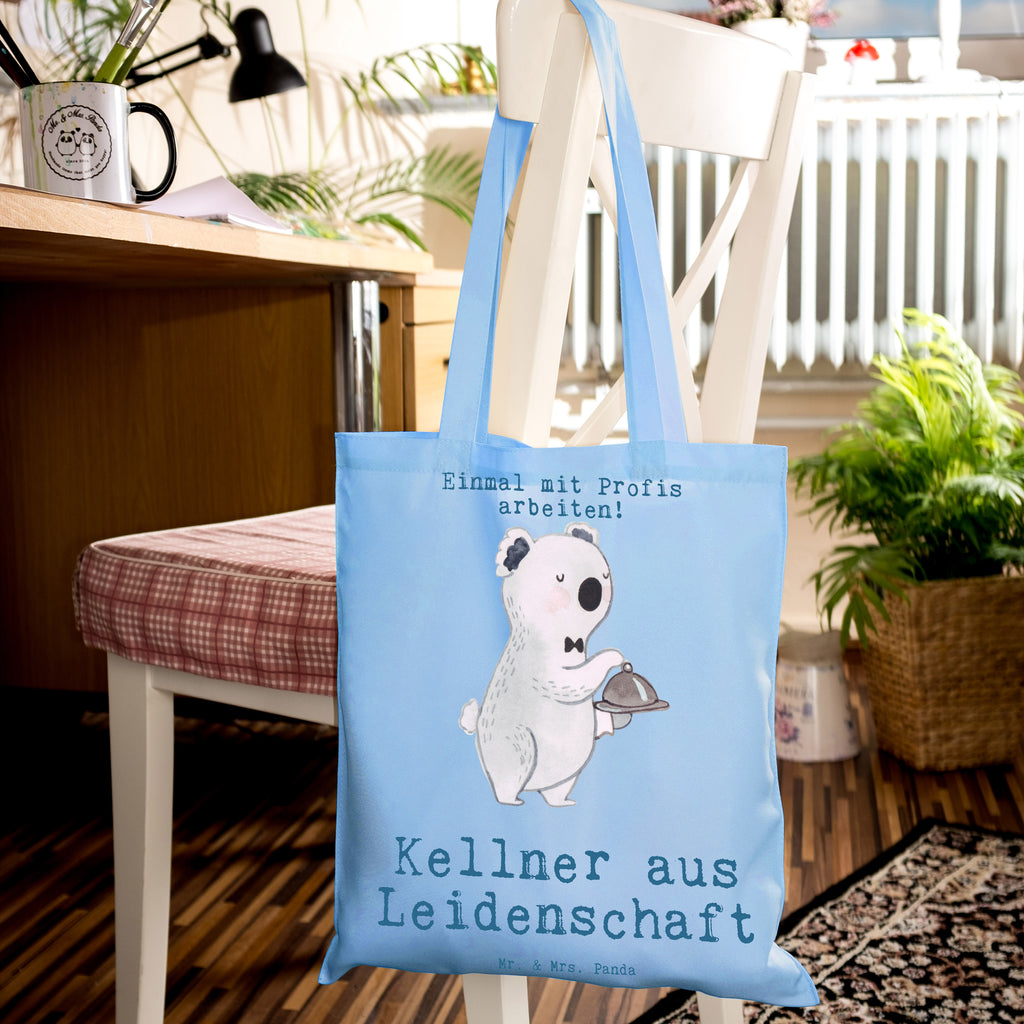 Tragetasche Kellner aus Leidenschaft Beuteltasche, Beutel, Einkaufstasche, Jutebeutel, Stoffbeutel, Beruf, Ausbildung, Jubiläum, Abschied, Rente, Kollege, Kollegin, Geschenk, Schenken, Arbeitskollege, Mitarbeiter, Firma, Danke, Dankeschön, Kellner, Servicekraft, Restaurant, Ober