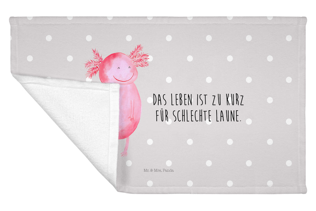 Handtuch Axolotl Glücklich Gästetuch, Reisehandtuch, Sport Handtuch, Frottier, Kinder Handtuch, Axolotl, Molch, Axolot, Schwanzlurch, Lurch, Lurche, Motivation, gute Laune