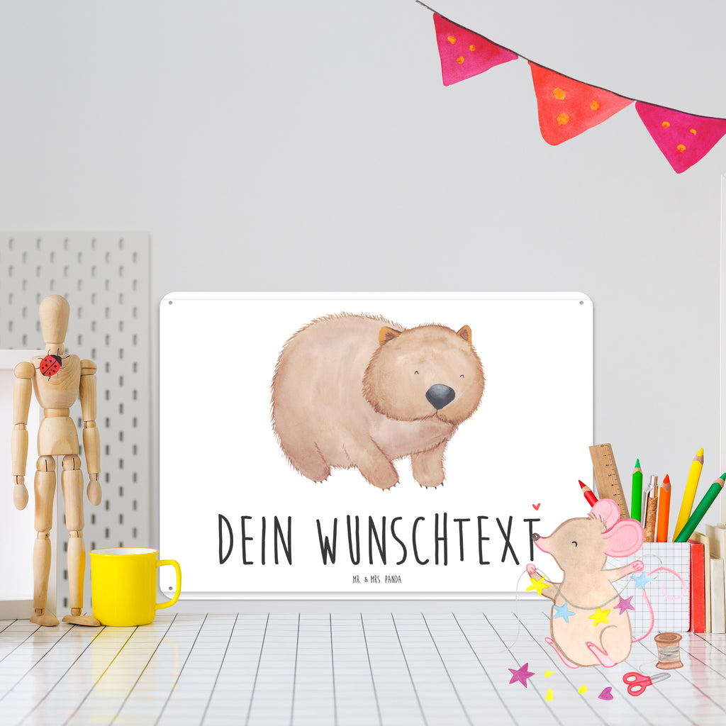 Personalisiertes Blechschild Wombat Blechschild, Metallschild, Geschenk Schild, Schild, Magnet-Metall-Schild, Deko Schild, Wandschild, Wand-Dekoration, Türschild, Tiermotive, Gute Laune, lustige Sprüche, Tiere, Wombat, Das Leben ist schön, Motivation, Spruch, Australien