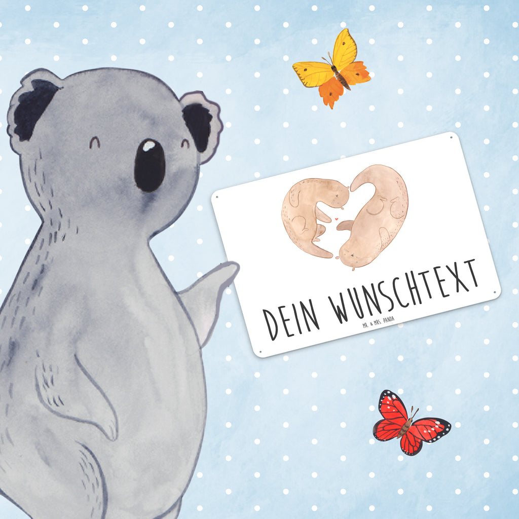 Personalisiertes Blechschild Otter Herz Blechschild, Metallschild, Geschenk Schild, Schild, Magnet-Metall-Schild, Deko Schild, Wandschild, Wand-Dekoration, Türschild, Otter, Fischotter, Seeotter, Liebe, Herz, Liebesbeweis, Liebesgeschenk, Bessere Hälfte, Love you, Jahrestag, Hochzeitstag, Verlobung, gemeinsames Leben