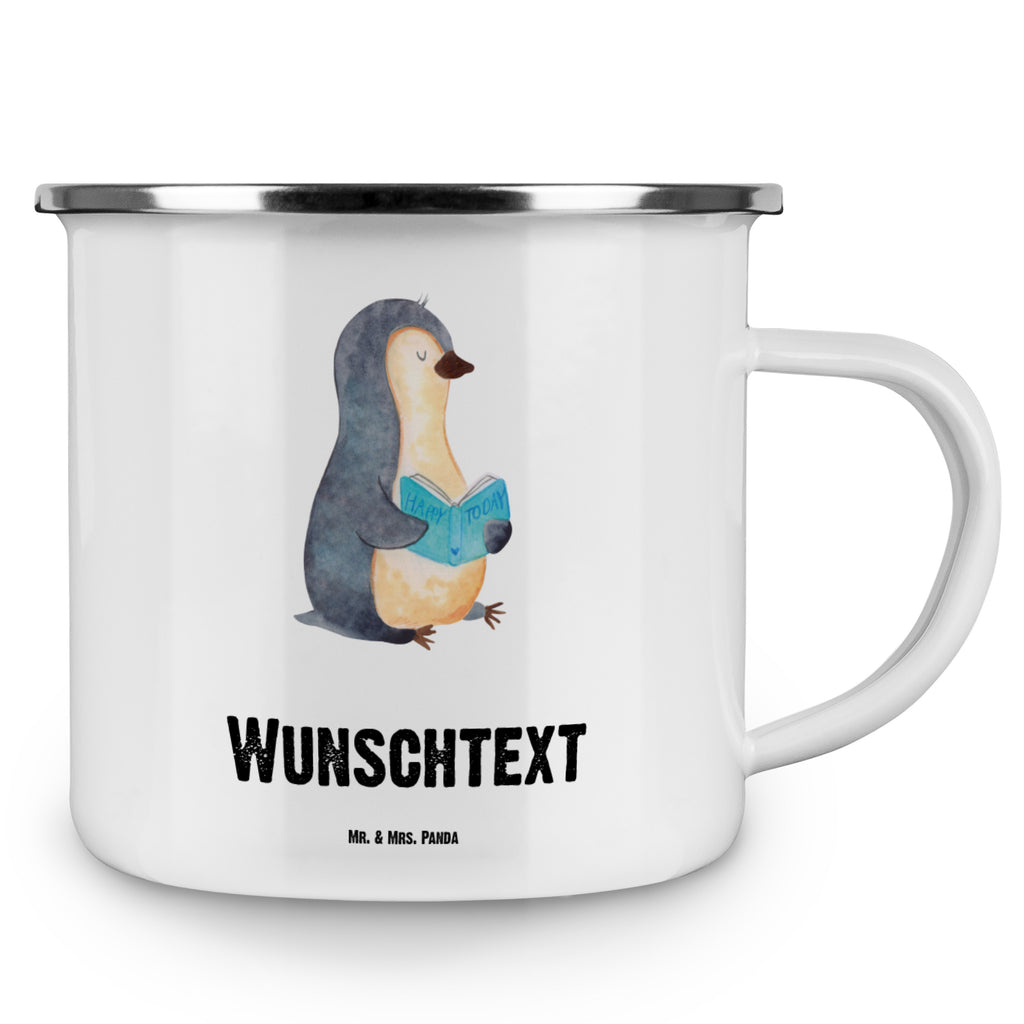 Personalisierte Emaille Tasse Pinguin Buch Emaille Tasse personalisiert, Emaille Tasse mit Namen, Campingtasse personalisiert, Namenstasse, Campingtasse bedrucken, Campinggeschirr personalsisert, tasse mit namen, personalisierte tassen, personalisierte tasse, tasse selbst gestalten, tasse bedrucken, tassen bedrucken, Pinguin, Pinguine, Buch, Lesen, Bücherwurm, Nichtstun, Faulenzen, Ferien, Urlaub, Freizeit