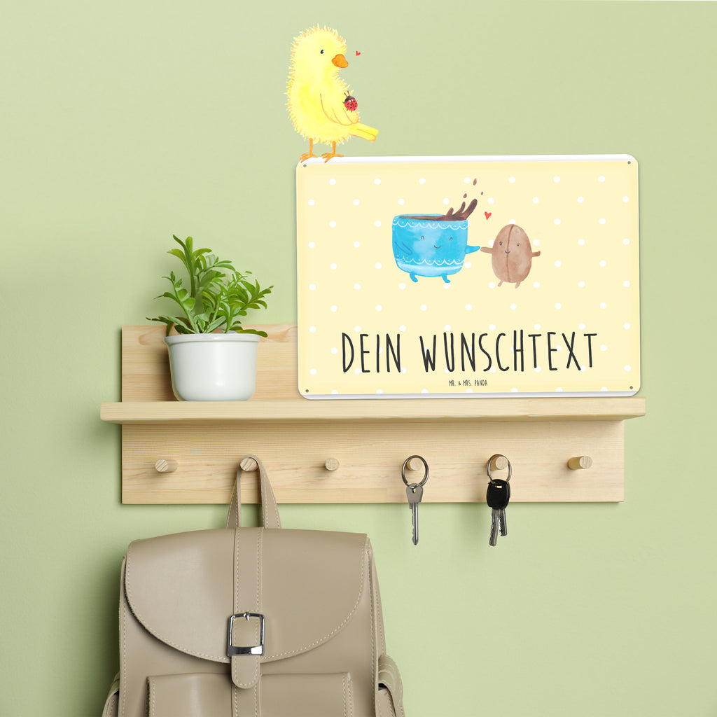 Personalisiertes Blechschild Kaffee Bohne Blechschild, Metallschild, Geschenk Schild, Schild, Magnet-Metall-Schild, Deko Schild, Wandschild, Wand-Dekoration, Türschild, Tiermotive, Gute Laune, lustige Sprüche, Tiere, Kaffee, Kaffeebohne, Genuss, Zufriedenheit, Glück