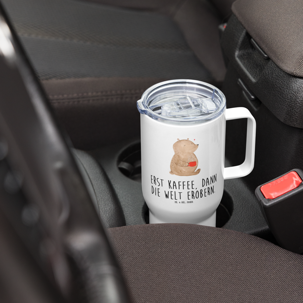 XXL Thermobecher Bär Kaffee Thermobecher, XL Thermobecher, Reisebecher, XL Reisetasse, Großer Thermobecher, Autobecher, Jumbo Becher, Bär, Teddy, Teddybär, Kaffee, Coffee, Bären, guten Morgen, Morgenroutine, Welt erobern, Welt retten, Motivation