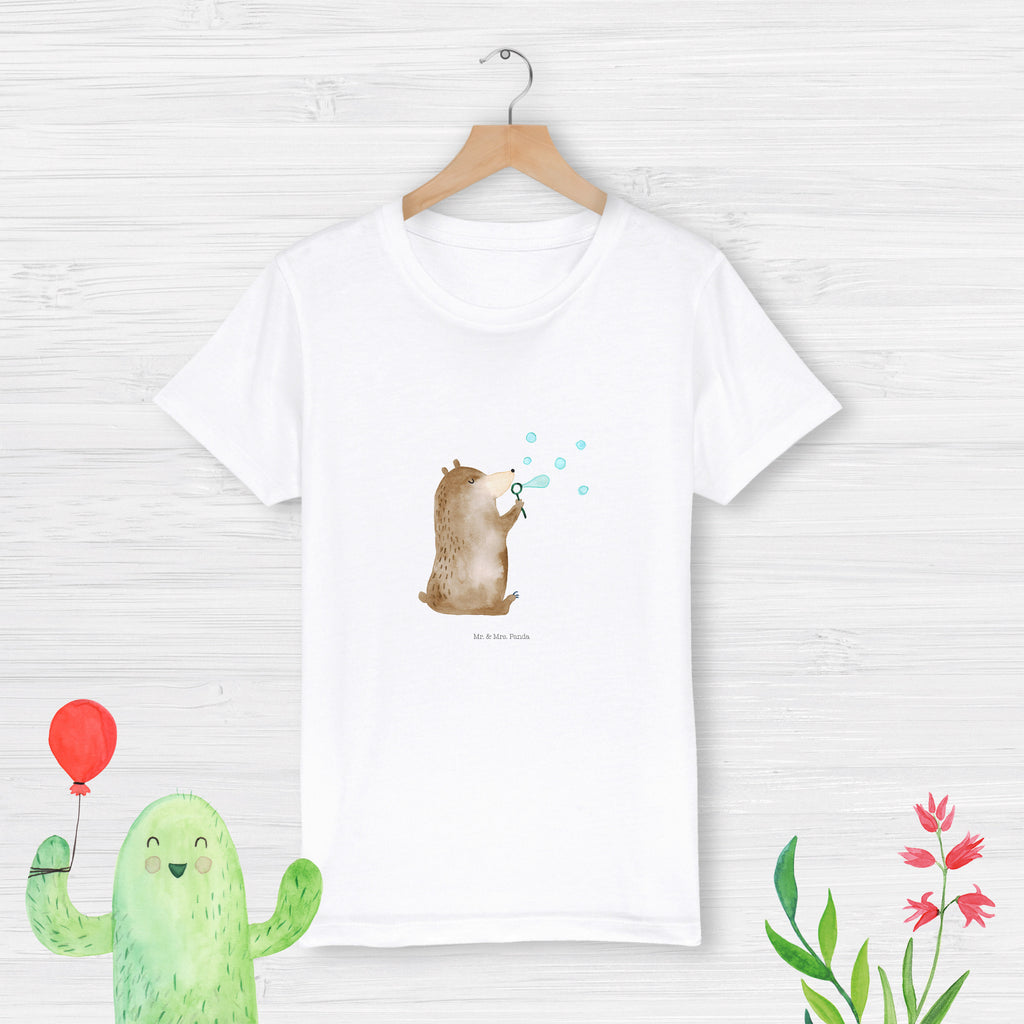 Organic Kinder T-Shirt Bär Seifenblasen Kinder T-Shirt, Kinder T-Shirt Mädchen, Kinder T-Shirt Jungen, Bär, Teddy, Teddybär, Seifenblasen Bär Lustig Sein Glücklich Traurig Happy