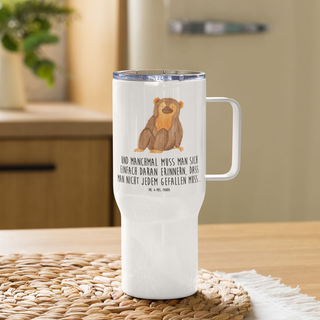 XXL Thermobecher Affe Thermobecher, XL Thermobecher, Reisebecher, XL Reisetasse, Großer Thermobecher, Autobecher, Jumbo Becher, Afrika, Wildtiere, Affe, Äffchen, Affen, Selbstliebe, Respekt, Motivation, Selbstachtung, Liebe, Selbstbewusstsein, Selfcare