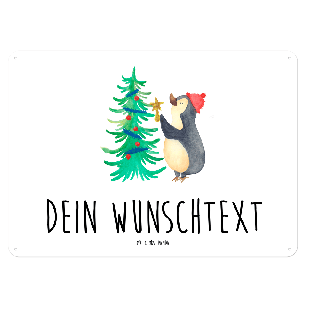 Personalisiertes Blechschild Pinguin Weihnachtsbaum Blechschild, Metallschild, Geschenk Schild, Schild, Magnet-Metall-Schild, Deko Schild, Wandschild, Wand-Dekoration, Türschild, Winter, Weihnachten, Weihnachtsdeko, Nikolaus, Advent, Heiligabend, Wintermotiv, Pinguin