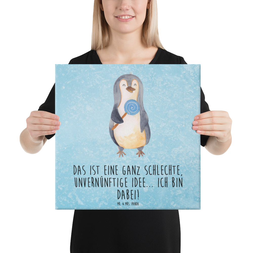 Leinwand Bild Pinguin Lolli Leinwand, Bild, Kunstdruck, Wanddeko, Dekoration, Pinguin, Pinguine, Lolli, Süßigkeiten, Blödsinn, Spruch, Rebell, Gauner, Ganove, Rabauke