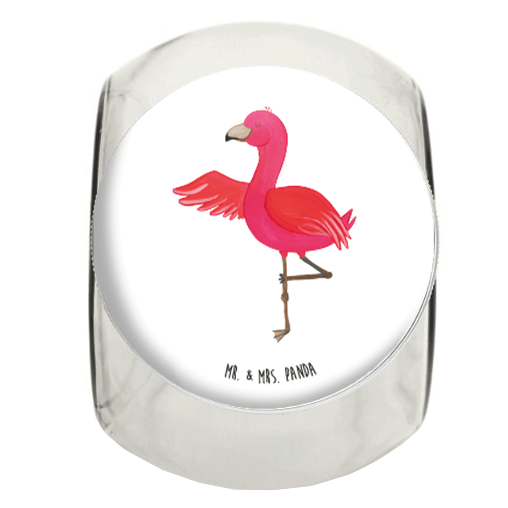 Bonbonglas Flamingo Yoga Vorratsdose, Vorratsbehälter, Süßigkeitenglas, Süßigkeitendose, Kaffeedose, Müslidose, Teedose, Keksbehälter, Keksedose, Glasdose, Glasbälter, Vorratsglas, Küchenbehälter, Aufbewahrungsdose, Aufbewahungsglas, Gewürzdose, Küchenorganizer, Snackdose, Flamingo, Vogel, Yoga, Namaste, Achtsamkeit, Yoga-Übung, Entspannung, Ärger, Aufregen, Tiefenentspannung