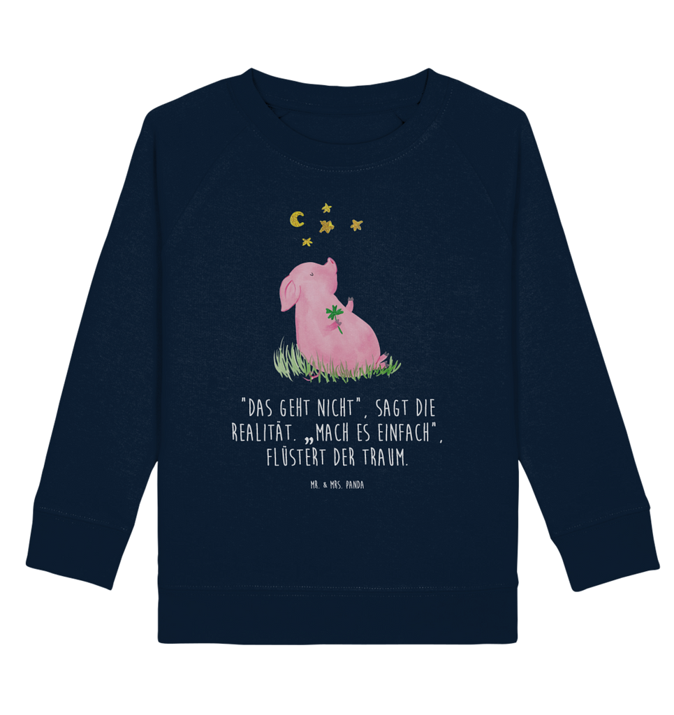 Organic Kinder Pullover Glücksschwein Kinder Pullover, Kinder Sweatshirt, Jungen, Mädchen, Tiermotive, Gute Laune, lustige Sprüche, Tiere, Glücksschwein. Glück, Schwein, Schweinchen, Sterne, Sernchen, Ziele, Träume, Motivation, Glücksbringer