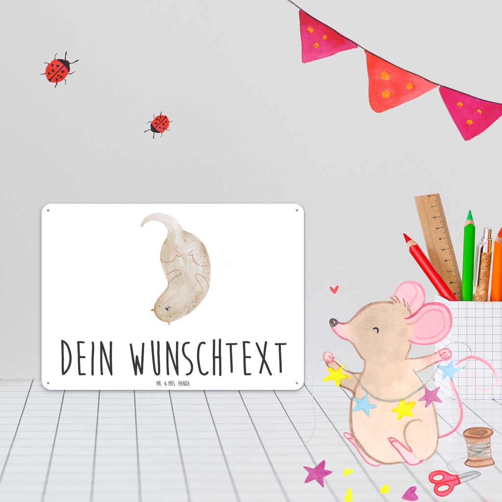 Personalisiertes Blechschild Otter Kopfüber Blechschild, Metallschild, Geschenk Schild, Schild, Magnet-Metall-Schild, Deko Schild, Wandschild, Wand-Dekoration, Türschild, Otter, Fischotter, Seeotter, Otter Seeotter See Otter