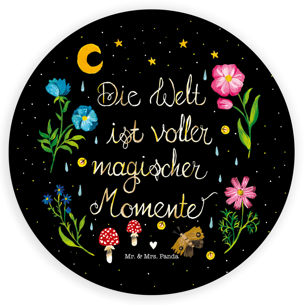 Rund Aufkleber Magische Welt Sticker, Aufkleber, Etikett, Blumen Deko, Frühlings Deko, Sommer Deko, Dekoration, positive Botschaft, Naturliebhaber, Outdoor, Natur, Abenteuer, Magische Momente, Spruch schön, Spruch positiv, Motivation, schwarz, magisch, Blumen, Nacht, Weisheit