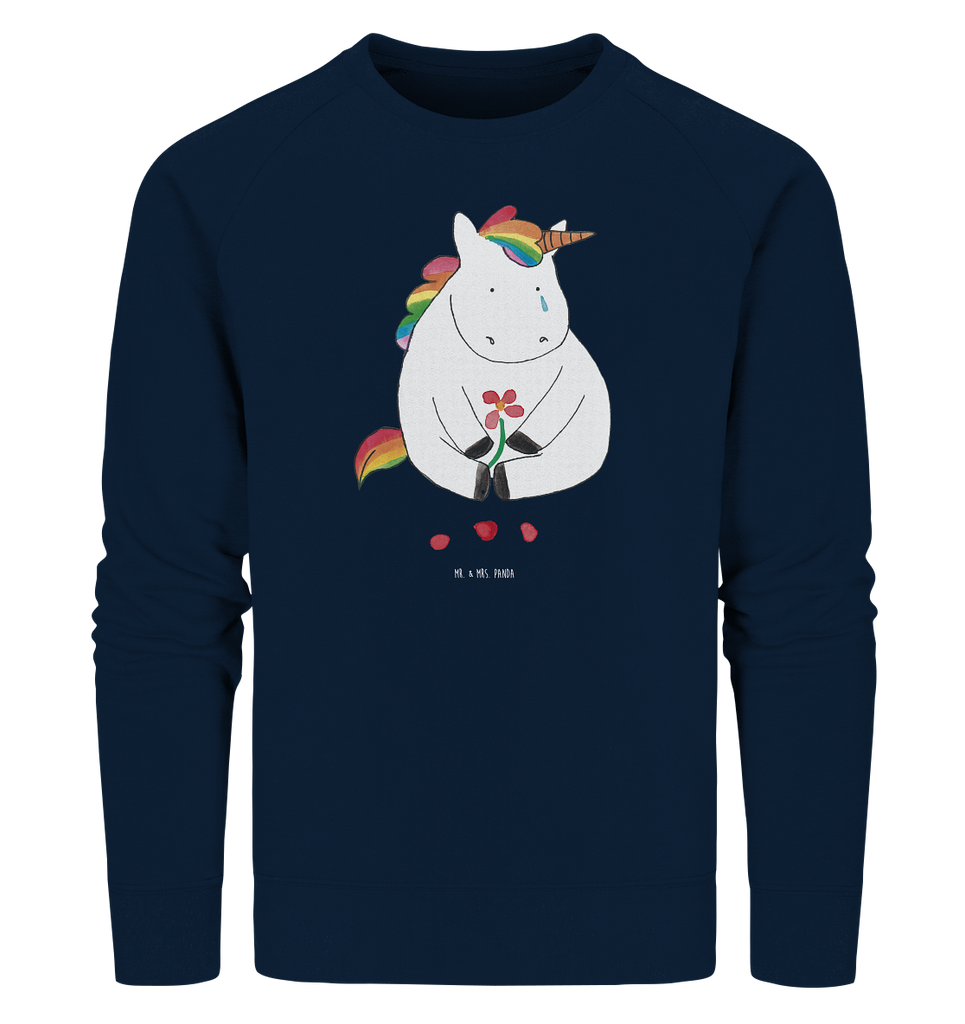 Organic Pullover Einhorn Traurig Pullover, Pullover Männer, Pullover Frauen, Sweatshirt, Sweatshirt Männer, Sweatshirt Frauen, Unisex, Einhorn, Einhörner, Einhorn Deko, Pegasus, Unicorn, Glitzer, Trösten. Freundschaft, Freunde, Liebe, Trauer, Grußkarte, Blume