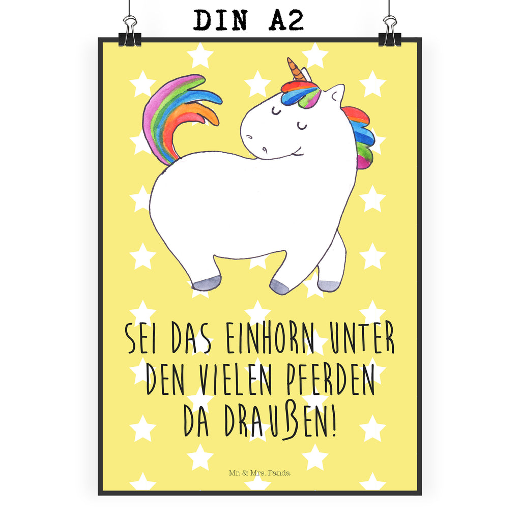 Poster Einhorn Stolzieren Poster, Wandposter, Bild, Wanddeko, Küchenposter, Kinderposter, Wanddeko Bild, Raumdekoration, Wanddekoration, Handgemaltes Poster, Mr. & Mrs. Panda Poster, Designposter, Kunstdruck, Posterdruck, Einhorn, Einhörner, Einhorn Deko, Pegasus, Unicorn, stolz, anders, bunt, Pferd, Reiter, Reiten, Freundin, Geschenk