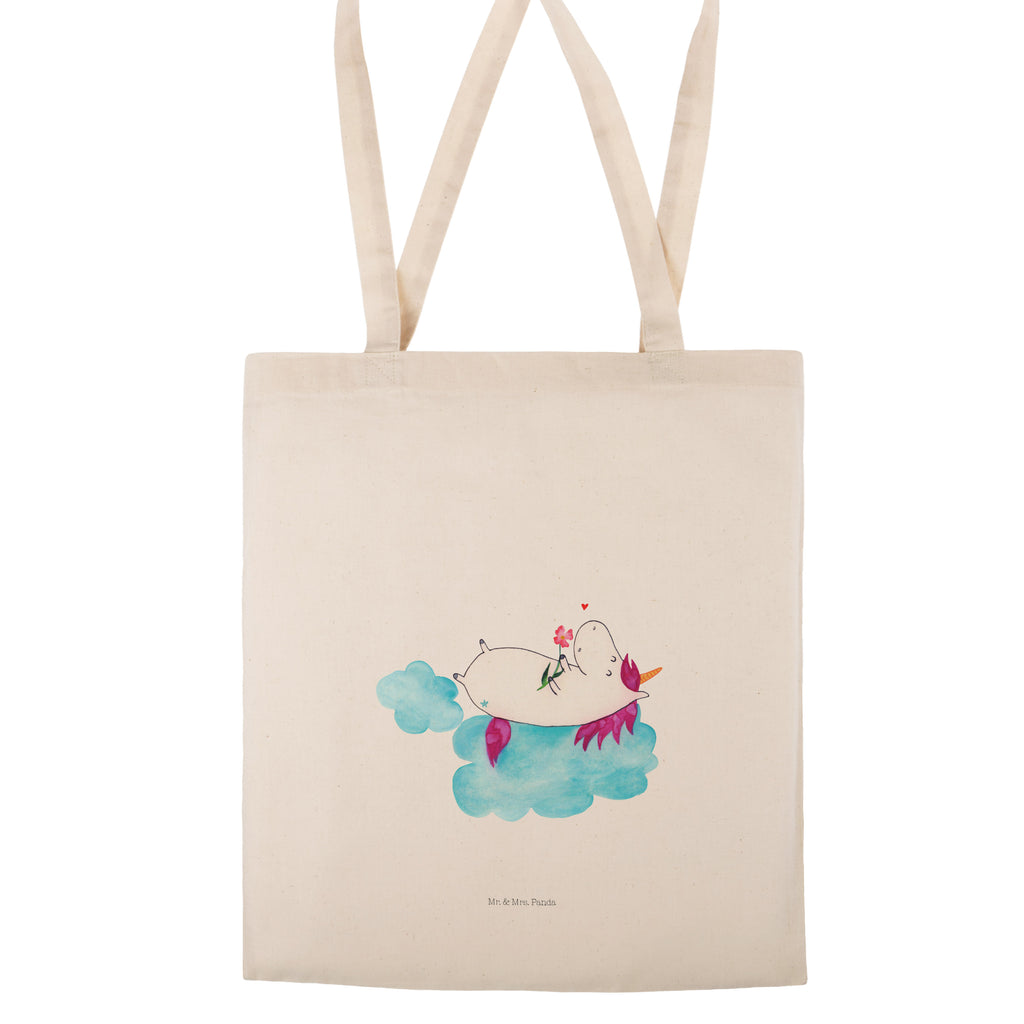 Tragetasche Einhorn verliebt auf Wolke Beuteltasche, Beutel, Einkaufstasche, Jutebeutel, Stoffbeutel, Tasche, Shopper, Umhängetasche, Strandtasche, Schultertasche, Stofftasche, Tragetasche, Badetasche, Jutetasche, Einkaufstüte, Laptoptasche, Einhorn, Einhörner, Einhorn Deko, Pegasus, Unicorn, verliebt, Liebe, Liebesbeweis, Freundin, Wolke