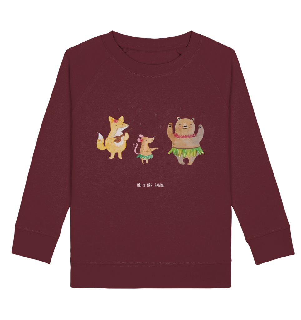 Organic Kinder Pullover Waldtiere Aloha Kinder Pullover, Kinder Sweatshirt, Jungen, Mädchen, Tiermotive, Gute Laune, lustige Sprüche, Tiere, Wald, Waldtiere, Musik, Aloha, Bär, Hase, Igel, Tanzen, Leben, Lachen