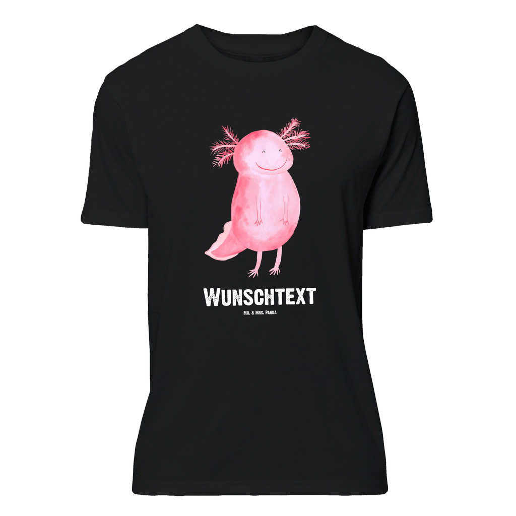 Personalisiertes T-Shirt Axolotl glücklich T-Shirt Personalisiert, T-Shirt mit Namen, T-Shirt mit Aufruck, Männer, Frauen, Wunschtext, Bedrucken, Axolotl, Molch, Axolot, Schwanzlurch, Lurch, Lurche, Motivation, gute Laune