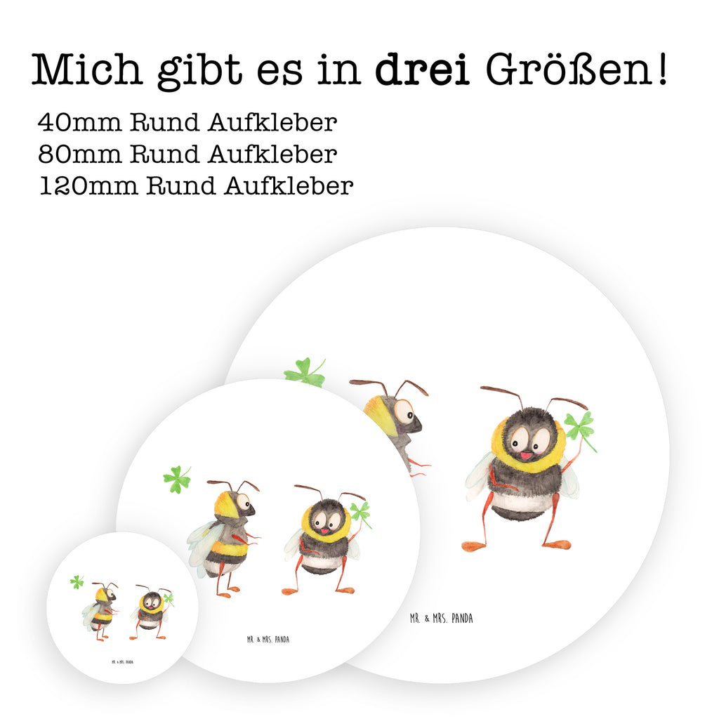 Rund Aufkleber Hummeln mit Kleeblatt Sticker, Aufkleber, Etikett, Tiermotive, Gute Laune, lustige Sprüche, Tiere, Hummel, Biene, Spruch positiv, Biene Deko, Spruch schön, glücklich sein, glücklich werden, Spruch fröhlich