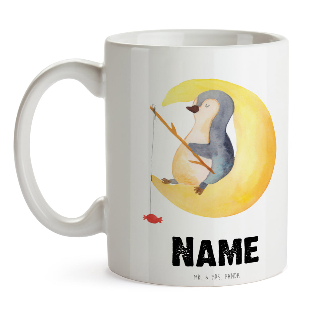 Personalisierte Tasse Pinguin Mond Personalisierte Tasse, Namenstasse, Wunschname, Personalisiert, Tasse, Namen, Drucken, Tasse mit Namen, Pinguin, Pinguine, Spruch, schlafen, Nachtruhe, Einschlafen, Schlafzimmer, Schlafstörungen, Gästezimmer