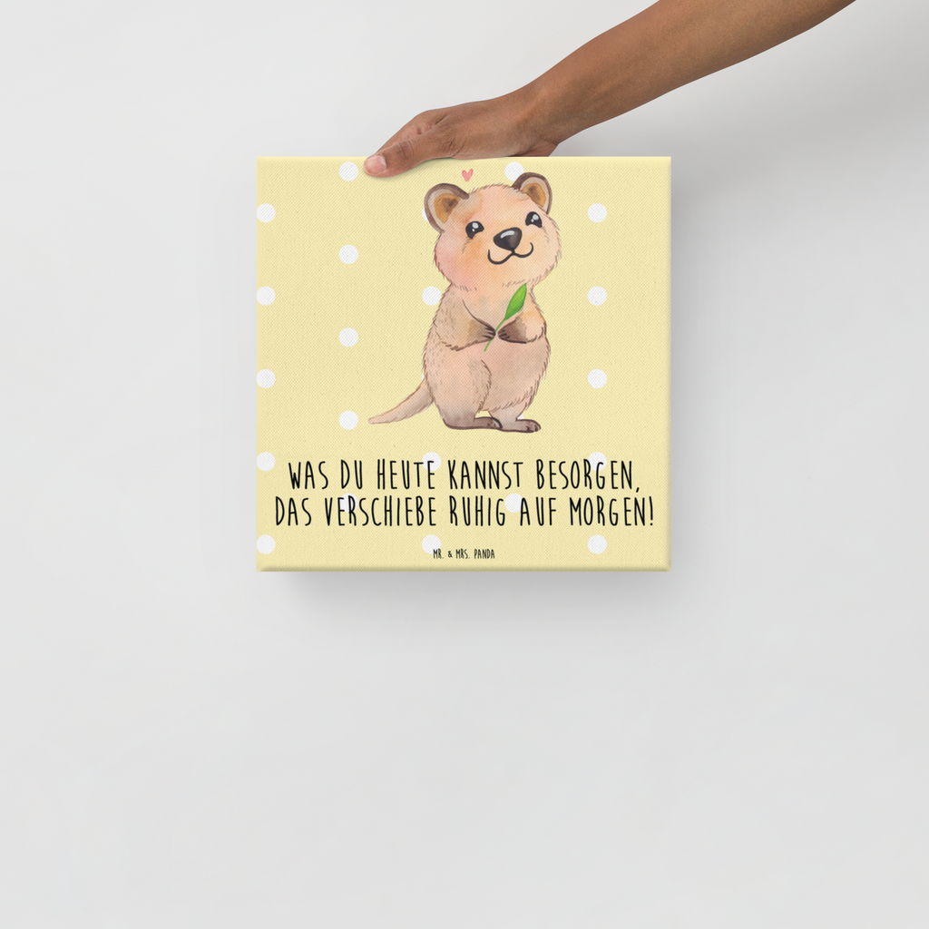 Leinwand Bild Quokka Happy Leinwand, Bild, Kunstdruck, Wanddeko, Dekoration, Tiermotive, Gute Laune, lustige Sprüche, Tiere, Quokka, Verschieben, Aufschieberitis, Lustiger Spruch, Niedliches Tier, Dinge erledigen