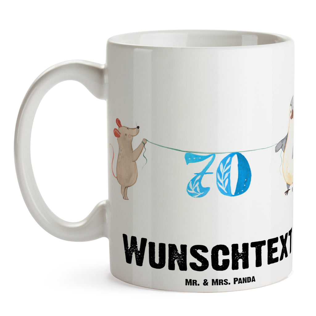 Personalisierte Tasse 70. Geburtstag Maus Pinguin Personalisierte Tasse, Namenstasse, Wunschname, Personalisiert, Tasse, Namen, Drucken, Tasse mit Namen, Geburtstag, Geburtstagsgeschenk, Geschenk, Party, Feiern, Torte, Kuchen