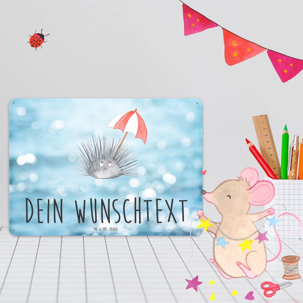 Personalisiertes Blechschild Seeigel Blechschild, Metallschild, Geschenk Schild, Schild, Magnet-Metall-Schild, Deko Schild, Wandschild, Wand-Dekoration, Türschild, Meerestiere, Meer, Urlaub, Seeigel, Achtsamkeit, Selbstakzeptanz, Selbstliebe, Hier und Jetzt, Leben, Lebe