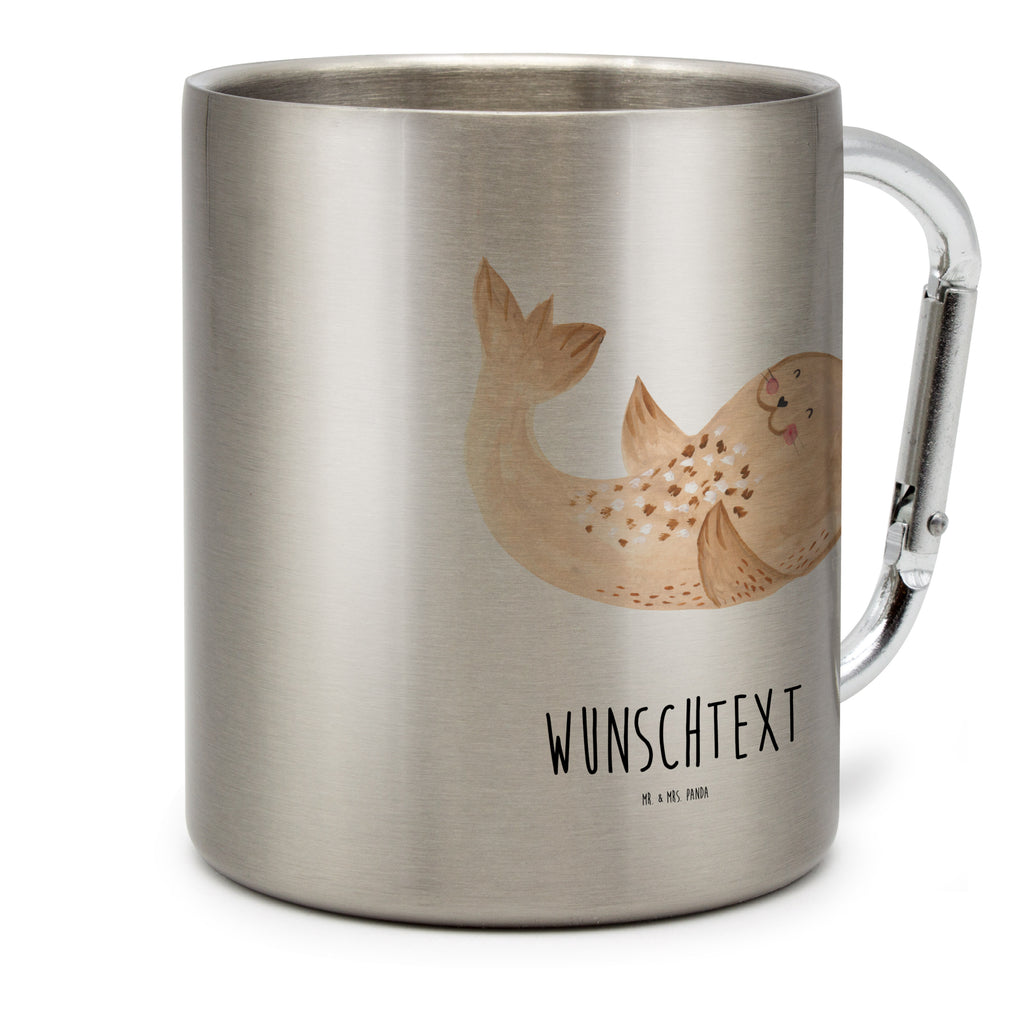 Personalisierter Edelstahlbecher Robbe liegend Personalisierte Edelstahltasse, Personalisierter Edelstahlbecher, Personalisierter Outdoor Becher, Personalisierte Outdoor Tasse, Tiermotive, Gute Laune, lustige Sprüche, Tiere, Robbe, Robben, Seehund, Strand, Meerestier, Ostsee, Nordsee, Lachen, Freude