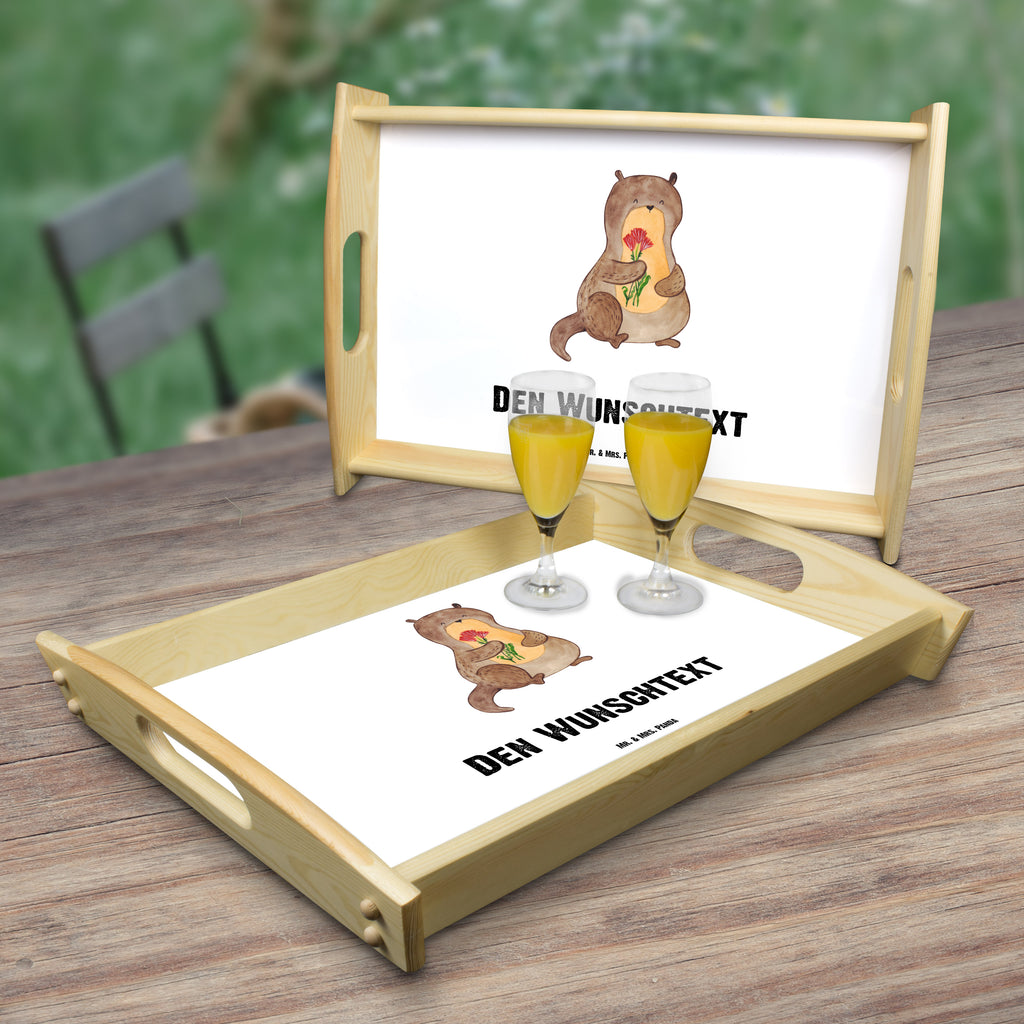 Personalisiertes Serviertablett Otter Blumenstrauß Personalisiertes Serviertablett, Personalisiertes Tablett, Personalisiertes Holztablett, Personalisiertes Küchentablett, Personalisiertes Dekotablett, Personalisiertes Frühstückstablett, Serviertablett mit Namen, Tablett mit Namen, Otter, Fischotter, Seeotter, Otter Seeotter See Otter