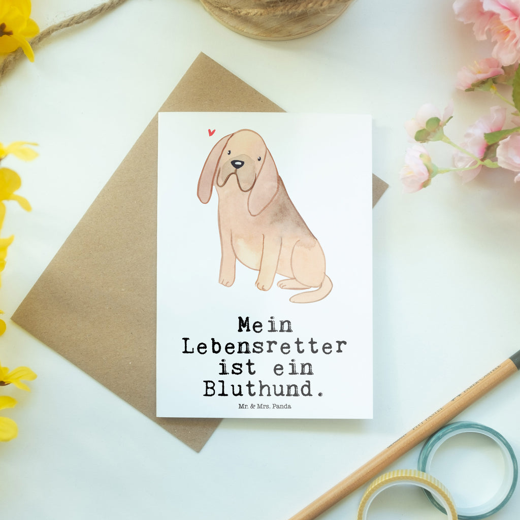 Grußkarte Bloodhound Lebensretter Grußkarte, Klappkarte, Einladungskarte, Glückwunschkarte, Hochzeitskarte, Geburtstagskarte, Karte, Ansichtskarten, Hund, Hunderasse, Rassehund, Hundebesitzer, Geschenk, Tierfreund, Schenken, Welpe, Bluthund, Bloodhound, St. Hubertushund, Chien de Saint Hubert