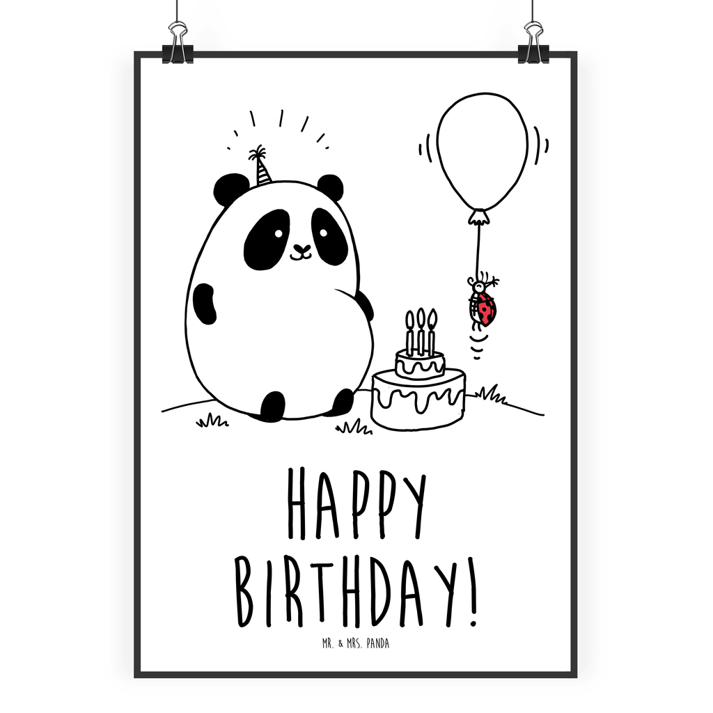 Poster Panda Geburtstag Poster, Wandposter, Bild, Wanddeko, Küchenposter, Kinderposter, Wanddeko Bild, Raumdekoration, Wanddekoration, Handgemaltes Poster, Mr. & Mrs. Panda Poster, Designposter, Kunstdruck, Posterdruck