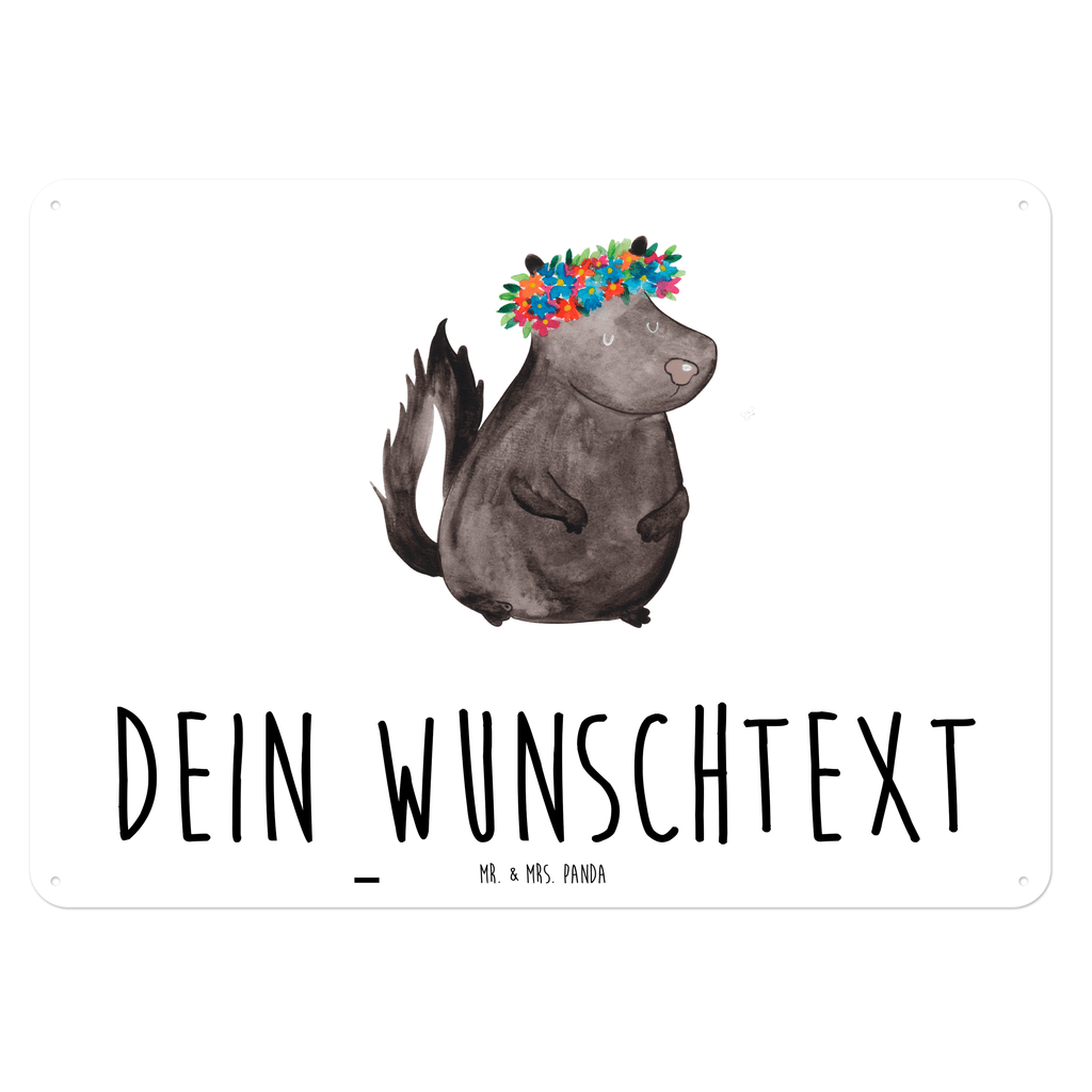 Personalisiertes Blechschild Stinktier Blumenmaedchen Blechschild, Metallschild, Geschenk Schild, Schild, Magnet-Metall-Schild, Deko Schild, Wandschild, Wand-Dekoration, Türschild, Stinktier, Skunk, Wildtier, Raubtier, Stinker, Stinki, Yoga, Namaste, Lebe, Liebe, Lache