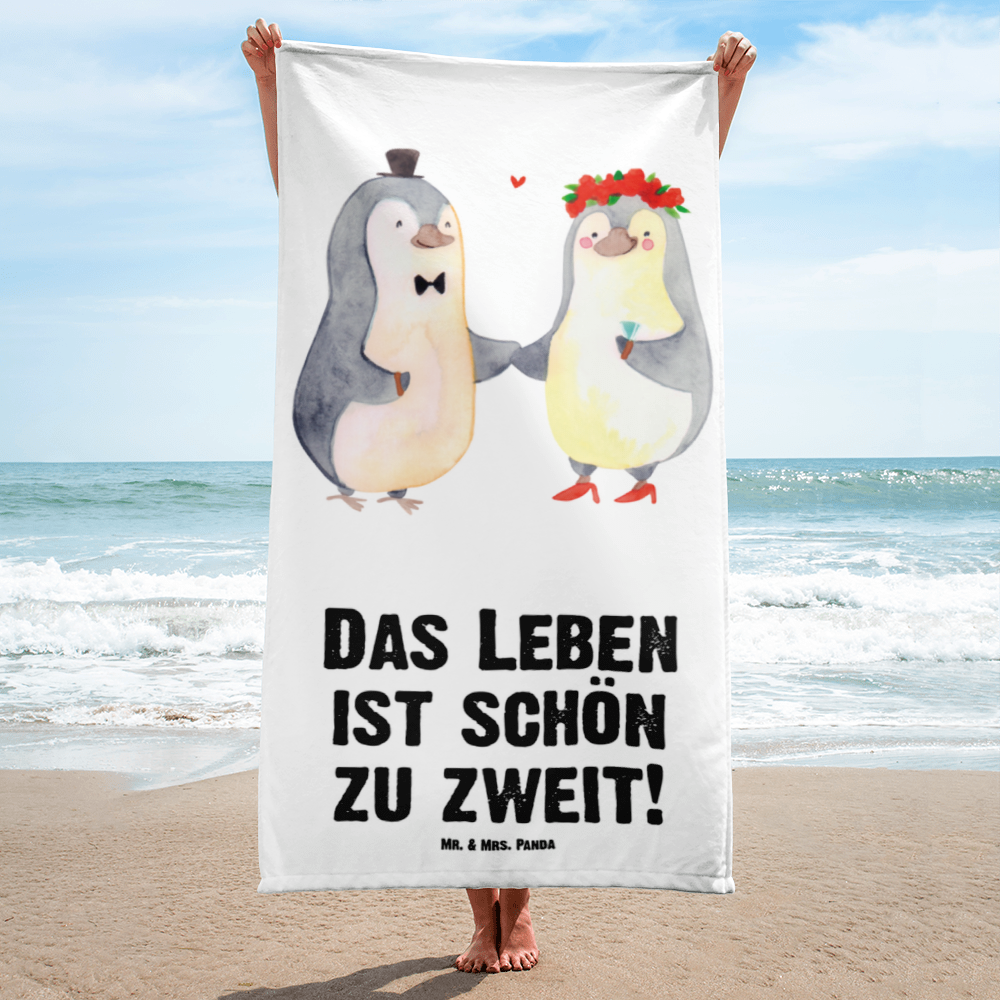 XL Badehandtuch Pinguin Heirat Handtuch, Badetuch, Duschtuch, Strandtuch, Saunatuch, Liebe, Partner, Freund, Freundin, Ehemann, Ehefrau, Heiraten, Verlobung, Heiratsantrag, Liebesgeschenk, Jahrestag, Hocheitstag