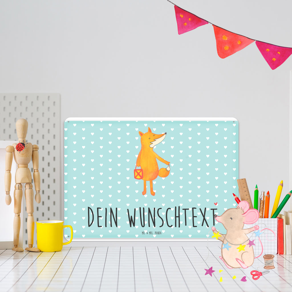 Personalisiertes Blechschild Fuchs Laterne Blechschild, Metallschild, Geschenk Schild, Schild, Magnet-Metall-Schild, Deko Schild, Wandschild, Wand-Dekoration, Türschild, Fuchs, Füchse, Spruch trösten, Liebeskummer Spruch, Laterne, Sankt Martin, Laternenumzug, Aufmuntern, Cäsar Otto Hugo Flaischlen