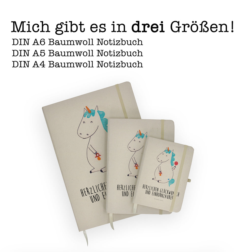 Baumwoll Notizbuch Einhorn Baby Notizen, Eintragebuch, Tagebuch, Notizblock, Adressbuch, Journal, Kladde, Skizzenbuch, Notizheft, Schreibbuch, Schreibheft, Einhorn, Einhörner, Einhorn Deko, Pegasus, Unicorn, Mutter, Geburt, Geburtstag, erstes Kind, Baby, Babyglück, Nachwuchs, Eltern, Party, Kind, Schnuller