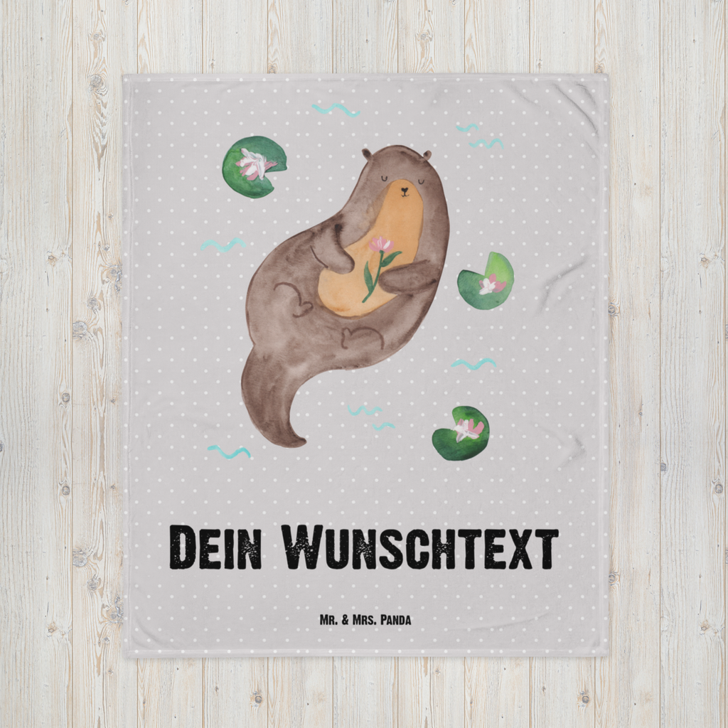 Babydecke mit Namen Otter mit Seerose Babdyecke personalisiert, Babydecke mit Namen, Babydecke bedrucken, Babygeschenk personalisiet, Babygeschenk mit Namen, Krabbeldecke mit Namen, Krabbeldecke personalisiert, Otter, Fischotter, Seeotter, Otter Seeotter See Otter