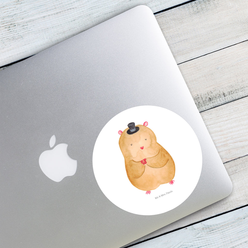 Rund Aufkleber Hamster mit Hut Sticker, Aufkleber, Etikett, Tiermotive, Gute Laune, lustige Sprüche, Tiere, Hamster, Hut, Magier, Zylinder, Zwerghamster, Zauberer