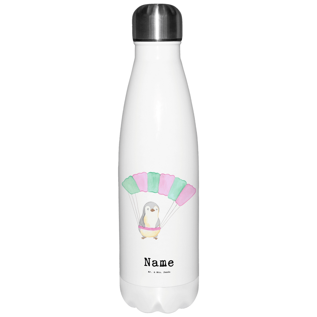 Personalisierte Thermosflasche Pinguin Fallschirm springen Personalisierte Isolierflasche, Personalisierte Thermoflasche, Personalisierte Trinkflasche, Trinkflasche Mit Namen, Wunschname, Bedrucken, Namensflasche, Geschenk, Sport, Sportart, Hobby, Schenken, Danke, Dankeschön, Auszeichnung, Gewinn, Sportler, Fallschirmspringen, Skydive, Fallschirmsprung