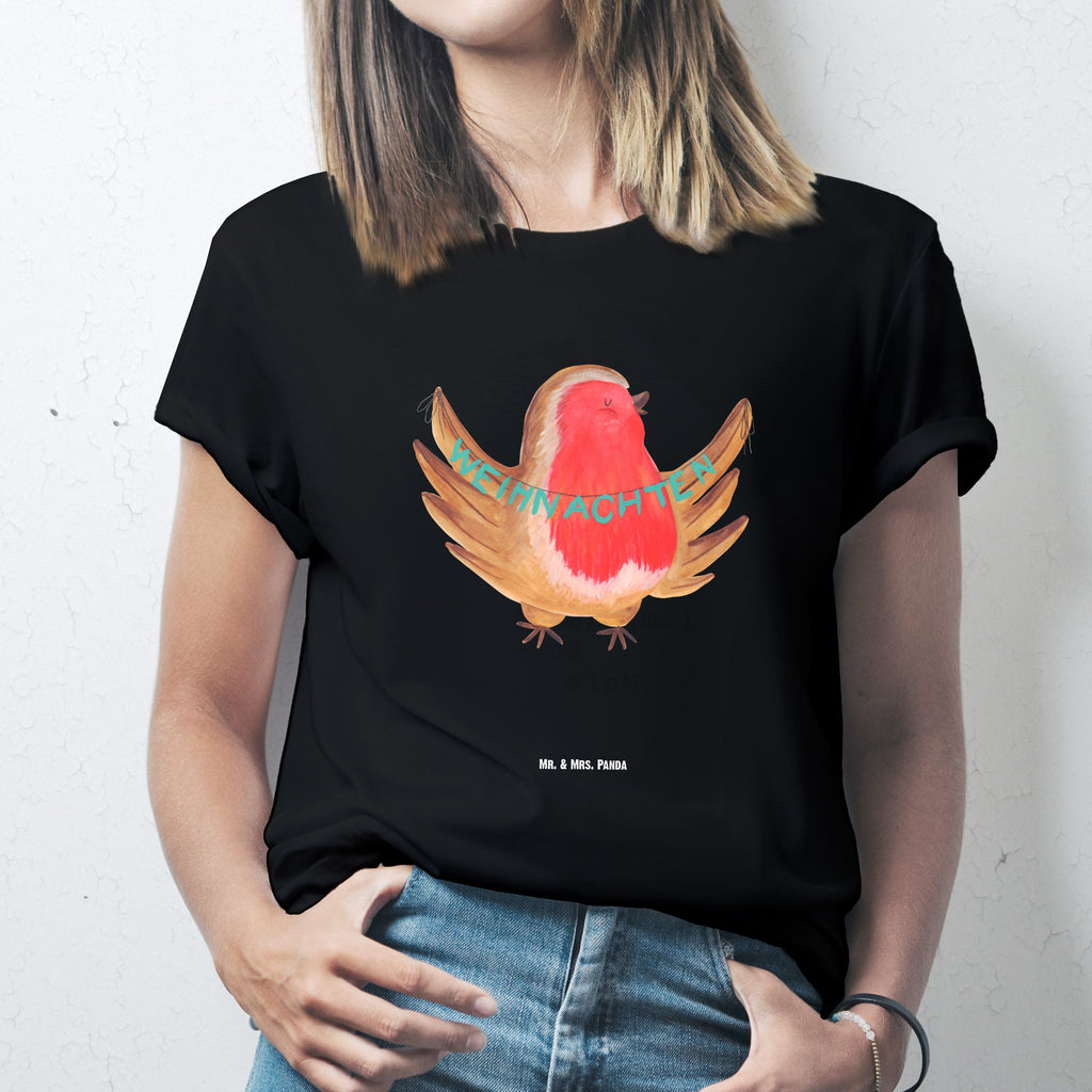 T-Shirt Standard Rotkehlchen Weihnachten T-Shirt, Shirt, Tshirt, Lustiges T-Shirt, T-Shirt mit Spruch, Party, Junggesellenabschied, Jubiläum, Geburstag, Herrn, Damen, Männer, Frauen, Schlafshirt, Nachthemd, Sprüche, Winter, Weihnachten, Weihnachtsdeko, Nikolaus, Advent, Heiligabend, Wintermotiv, Frohe Weihnachten, Weihnachtsmotiv, Weihnachtsgruß, Vogel, xmas