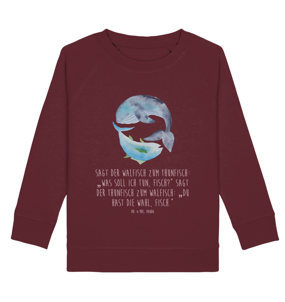 Organic Kinder Pullover Walfisch & Thunfisch Kinder Pullover, Kinder Sweatshirt, Jungen, Mädchen, Tiermotive, Gute Laune, lustige Sprüche, Tiere, Wal, Wahl, Tunfisch, Wortwitz lustig, Spruch lustig, Flachwitz, Witz, Spruch des Tages, Flachwitz Geschenk