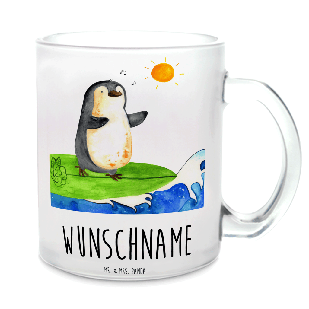 Personalisierte Teetasse Pinguin Surfer Personalisierte Teetasse, Personalisiertes Teeglas, Personalisierter Teebecher, Personalisierte Glas Teetasse, Personalisierte Teetasse aus Glas, Teetasse mit Namen, Teeglas mit Namen, Teebecher mit Namen, Glas Teetasse mit Namen, Teetasse aus Glas mit Namen, Teetasse Wunschname, Teetasse selbst gestalten., Pinguin, Pinguine, surfen, Surfer, Hawaii, Urlaub, Wellen, Wellen reiten, Portugal