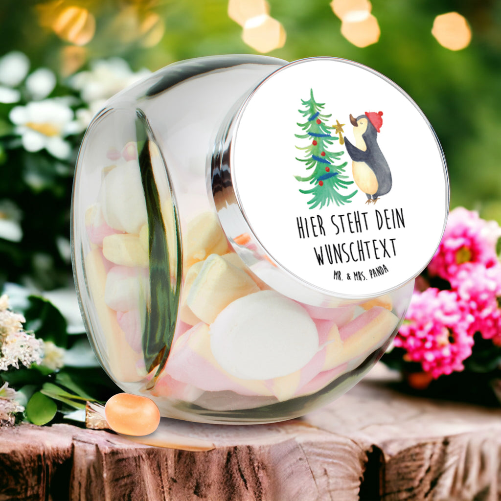 Personalisiertes Bonbonglas Pinguin Weihnachtsbaum Vorratsdose, Vorratsbehälter, Süßigkeitenglas, Süßigkeitendose, Kaffeedose, Müslidose, Teedose, Keksbehälter, Keksedose, Glasdose, Glasbälter, Vorratsglas, Küchenbehälter, Aufbewahrungsdose, Aufbewahungsglas, Gewürzdose, Küchenorganizer, Snackdose, Winter, Weihnachten, Weihnachtsdeko, Nikolaus, Advent, Heiligabend, Wintermotiv, Pinguin