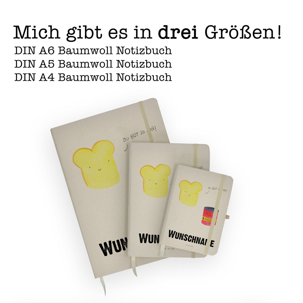 DIN A4 Personalisiertes Notizbuch Toast & Marmelade Personalisiertes Notizbuch, Notizbuch mit Namen, Notizbuch bedrucken, Personalisierung, Namensbuch, Namen, Tiermotive, Gute Laune, lustige Sprüche, Tiere, Toast, Marmelade, Dreamteam, süße Postkarte, süß, Küche Deko, Küche Spruch, Frühstück Einladung, Brot, Toastbrot