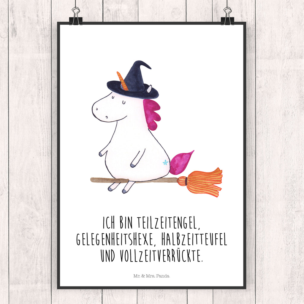 Poster Einhorn Hexe Poster, Wandposter, Bild, Wanddeko, Küchenposter, Kinderposter, Wanddeko Bild, Raumdekoration, Wanddekoration, Handgemaltes Poster, Mr. & Mrs. Panda Poster, Designposter, Kunstdruck, Posterdruck, Einhorn, Einhörner, Einhorn Deko, Pegasus, Unicorn, Frau, Ehefrau, Hexe, Teufel, Engel, Verrückte, Freundin, Leben, Zicke