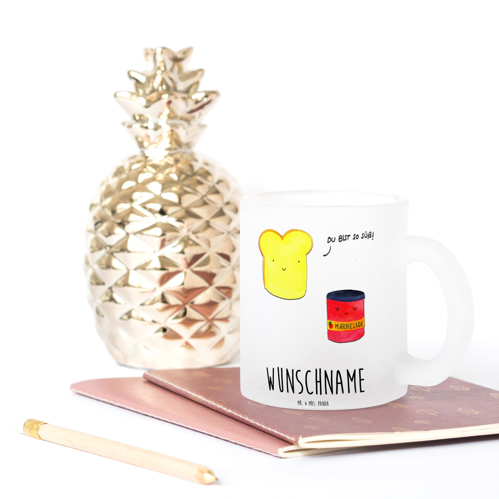 Personalisierte Teetasse Toast & Marmelade Personalisierte Teetasse, Personalisiertes Teeglas, Personalisierter Teebecher, Personalisierte Glas Teetasse, Personalisierte Teetasse aus Glas, Teetasse mit Namen, Teeglas mit Namen, Teebecher mit Namen, Glas Teetasse mit Namen, Teetasse aus Glas mit Namen, Teetasse Wunschname, Teetasse selbst gestalten., Tiermotive, Gute Laune, lustige Sprüche, Tiere, Toast, Marmelade, Dreamteam, süße Postkarte, süß, Küche Deko, Küche Spruch, Frühstück Einladung, Brot, Toastbrot