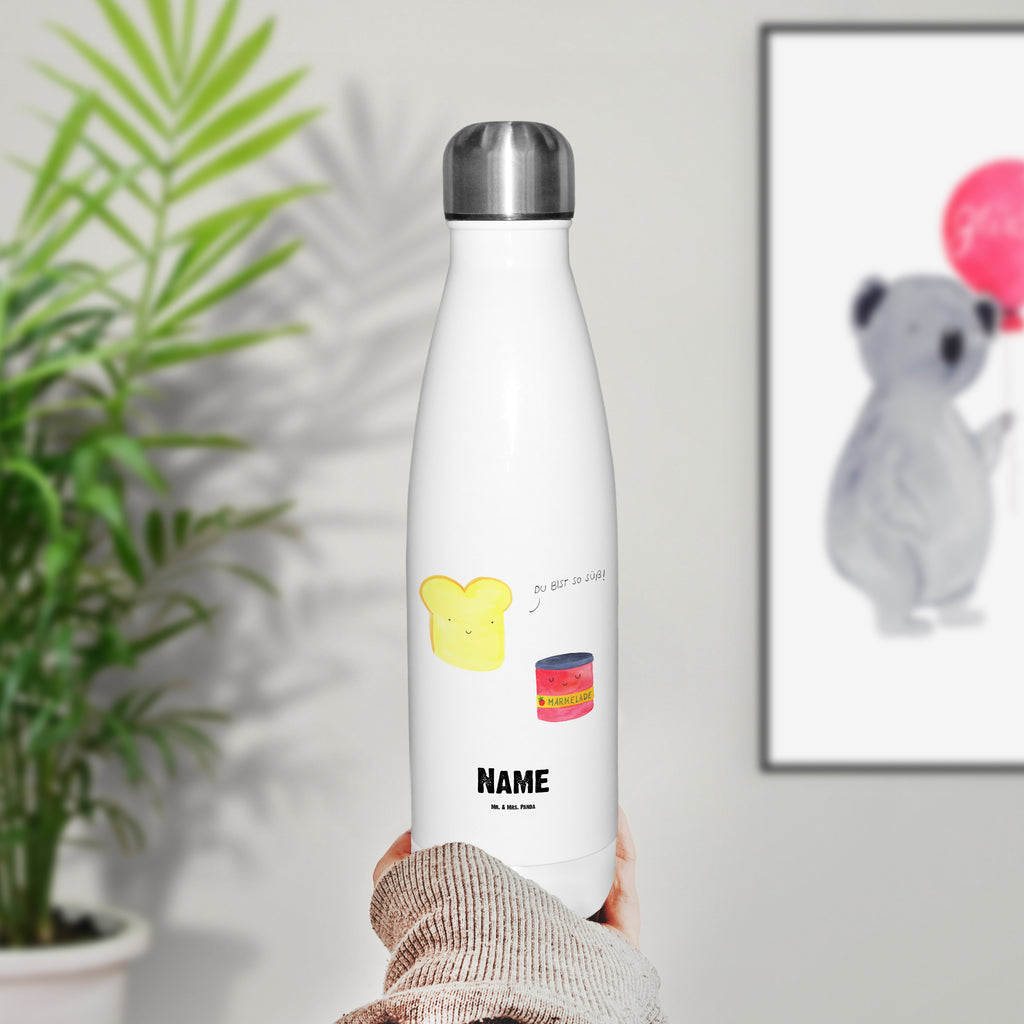 Personalisierte Thermosflasche Toast & Marmelade Personalisierte Isolierflasche, Personalisierte Thermoflasche, Personalisierte Trinkflasche, Trinkflasche Mit Namen, Wunschname, Bedrucken, Namensflasche, Tiermotive, Gute Laune, lustige Sprüche, Tiere, Toast, Marmelade, Dreamteam, süße Postkarte, süß, Küche Deko, Küche Spruch, Frühstück Einladung, Brot, Toastbrot