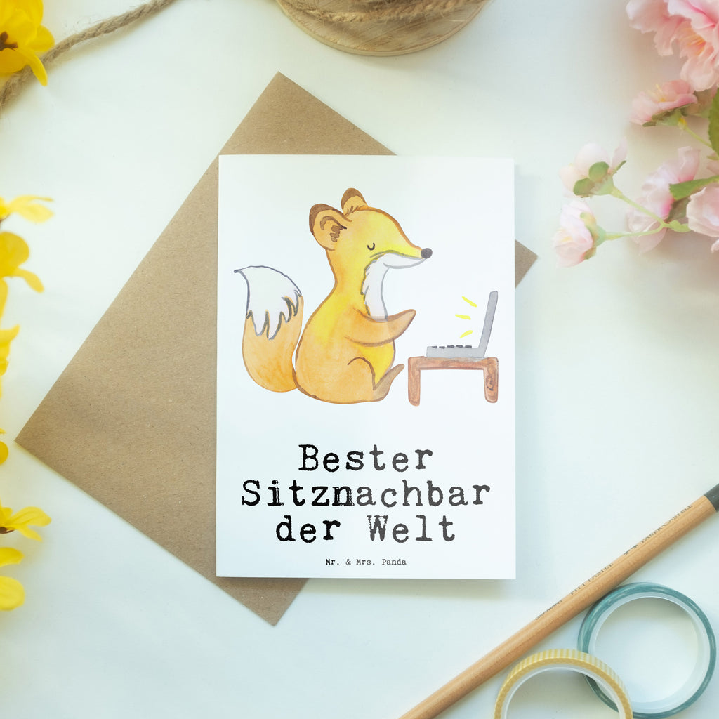 Grußkarte Fuchs Bester Sitznachbar der Welt Grußkarte, Klappkarte, Einladungskarte, Glückwunschkarte, Hochzeitskarte, Geburtstagskarte, Karte, Ansichtskarten, für, Dankeschön, Geschenk, Schenken, Geburtstag, Geburtstagsgeschenk, Geschenkidee, Danke, Bedanken, Mitbringsel, Freude machen, Geschenktipp, Sitznachbar, Stuhlnachbar, Nachbar, Uni, Universität, Seminar, Kommilitone, Tischnachbar, Schule, Mitschüler, Mitstudent, Hochschule