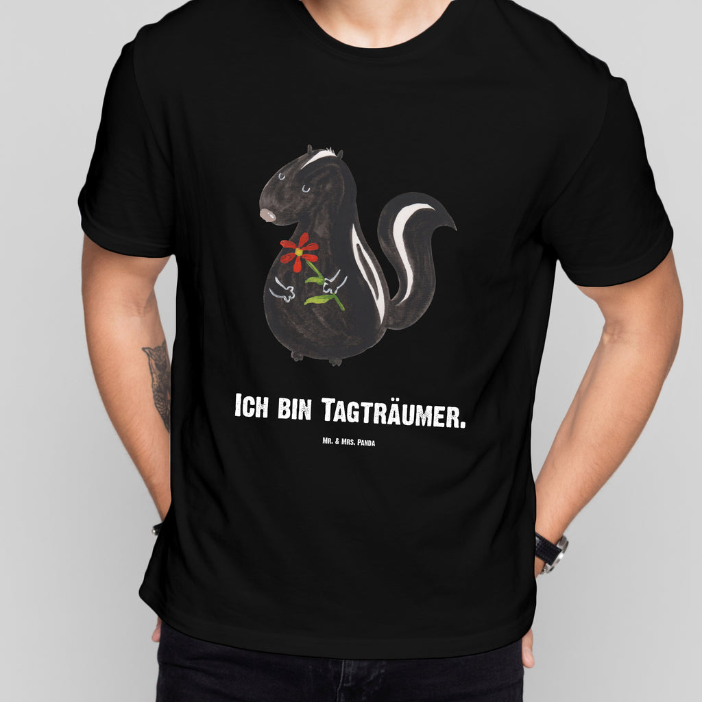 Personalisiertes T-Shirt Stinktier Blume T-Shirt Personalisiert, T-Shirt mit Namen, T-Shirt mit Aufruck, Männer, Frauen, Wunschtext, Bedrucken, Stinktier, Skunk, Wildtier, Raubtier, Stinker, Stinki, Tagträumer, verträumt, Dreams, Träume