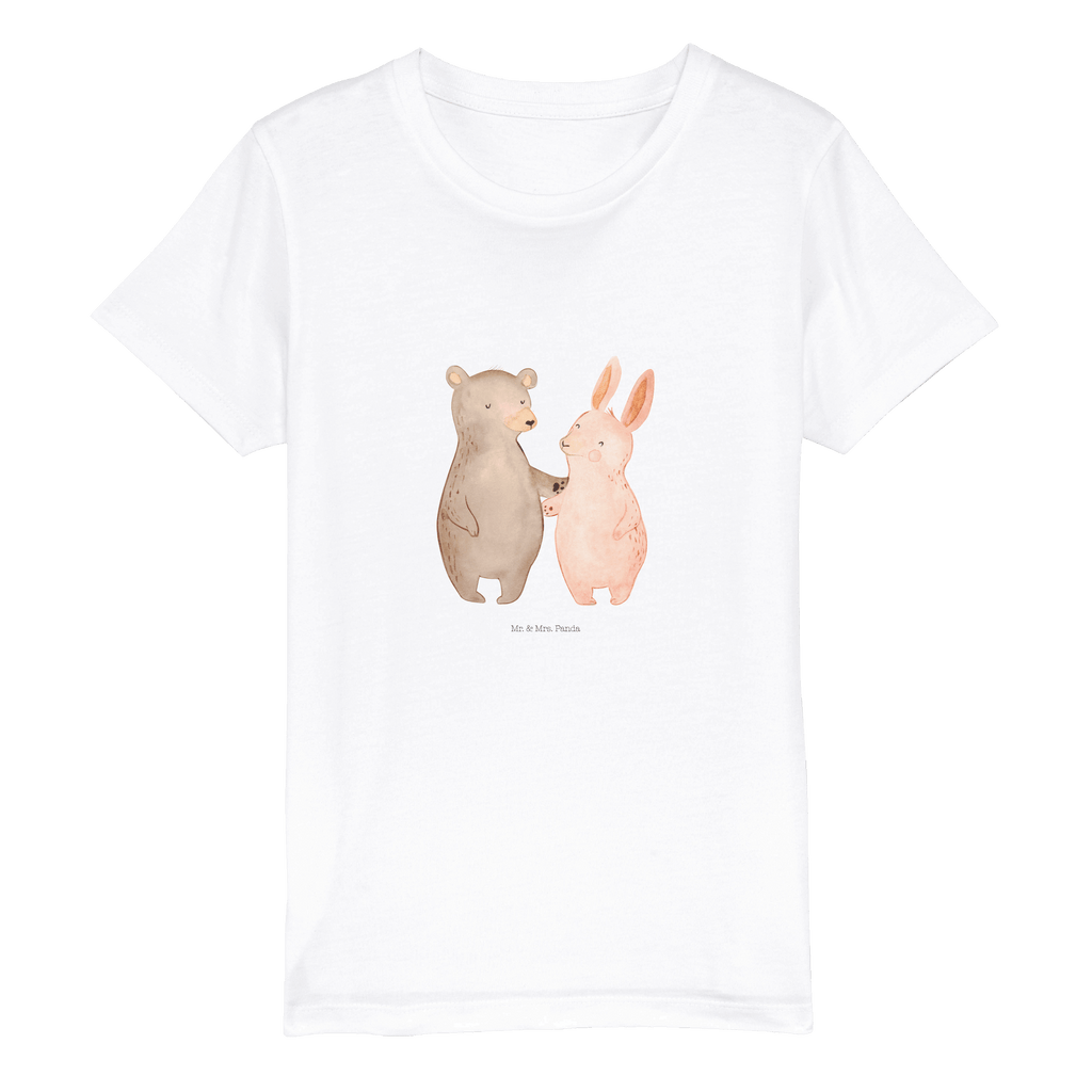 Organic Kinder T-Shirt Bär und Hase Umarmen Kinder T-Shirt, Kinder T-Shirt Mädchen, Kinder T-Shirt Jungen, Liebe, Partner, Freund, Freundin, Ehemann, Ehefrau, Heiraten, Verlobung, Heiratsantrag, Liebesgeschenk, Jahrestag, Hocheitstag, Freunde, bester Freund, Hase, Bär, Bärchen, best friends